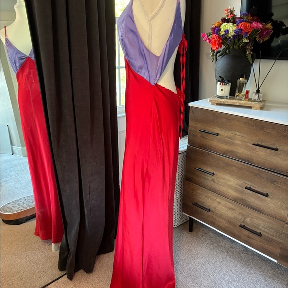 Red and Purple Satin Slip Dress - Picture 2 of 5